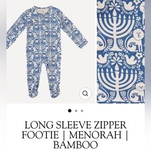 LONG SLEEVE ZIPPER FOOTIE | MENORAH | BAMBOO romper Jammies sleeper jumpsuit